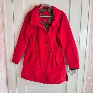 Pendleton Red Waterproof Hooded Plaid Lined Rain Jacket sz L